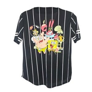 SpongeBob SquarePants Shirt Men's Medium Nickelodeon Baseball Jersey Cartoon